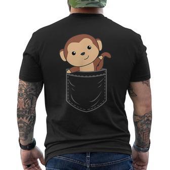 ポケットに入った猿 胸ポケットにかわいい猿 かわいい猿 メンズTシャツ バックプリント - Kawaiitshirt