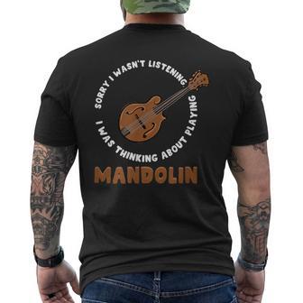 マンドリン演奏について考える ミュージシャン ブルーグラス メンズTシャツ バックプリント - Kawaiitshirt