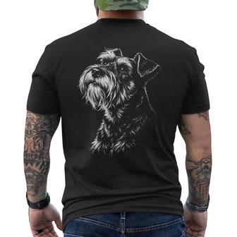 ミニチュアシュナウザー ポートレート 黒と白の犬好き メンズTシャツ バックプリント - Kawaiitshirt