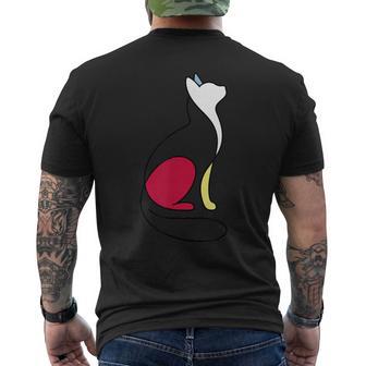 ミニマルラインアート ミロ風の猫 メンズTシャツ バックプリント - Kawaiitshirt