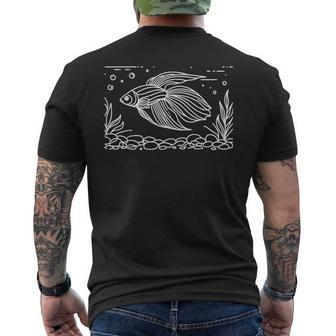 メダカ 線画 アクアリスト メンズTシャツ バックプリント - Kawaiitshirt