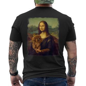 モナリザ プードルを抱く かわいい犬のアート パロディ絵画 メンズTシャツ バックプリント - Kawaiitshirt