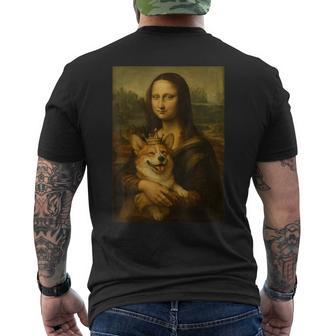 モナ・リサ・コーギー ロイヤル ペット ポートレート 傑作 メンズTシャツ バックプリント - Kawaiitshirt