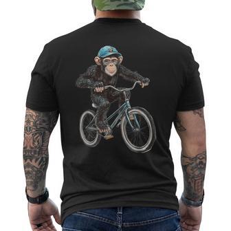 モンキー ライディング バイク ヴィンテージ 自転車 バイカー エイプ チンパンジー メンズTシャツ バックプリント - Kawaiitshirt