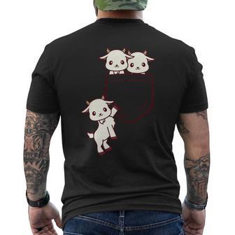 ヤギ好きの方へ かわいいかわいい赤ちゃんヤギのポケット付き メンズTシャツ バックプリント - Kawaiitshirt