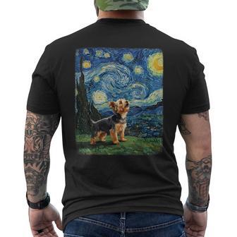 ヨークシャーテリア ハウリングムーン 星月夜 ゴッホ 面白い メンズTシャツ バックプリント - Kawaiitshirt