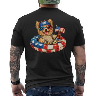 ヨークシャーテリア犬 2026年7月4日 愛国的なアメリカ国旗 メンズTシャツ バックプリント - Kawaiitshirt