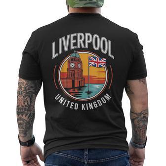 リバプール イギリス 旅行 シティ アドベンチャー メンズTシャツ バックプリント - Kawaiitshirt