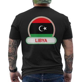 リビア国バッジ リビア国旗 メンズTシャツ バックプリント - Kawaiitshirt