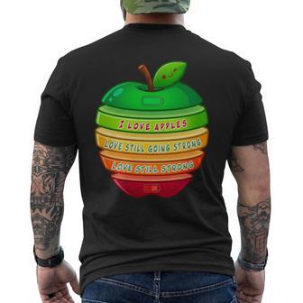 リンゴの力シリーズ リンゴのエネルギー リンゴ スライス 充電 バッテリー 残量 おもしろみ ユニーク 長袖tシャツ メンズTシャツ バックプリント - Kawaiitshirt