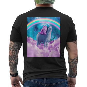 レインボーラマ-キャットラマ メンズTシャツ バックプリント - Kawaiitshirt