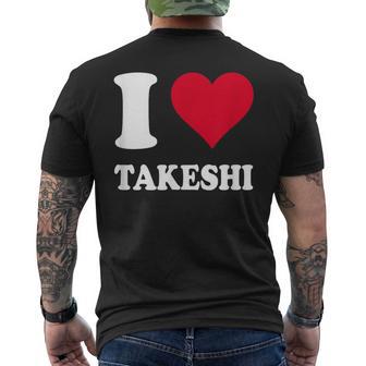 レッドハート I Love Takeshi メンズTシャツ バックプリント - Kawaiitshirt