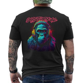 レトロなシンセウェーブパンクゴリラデザイン。 メンズTシャツ バックプリント - Kawaiitshirt
