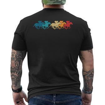 レトロな競馬ジョッキーダービーファンレーストラックギャンブル メンズTシャツ バックプリント - Kawaiitshirt