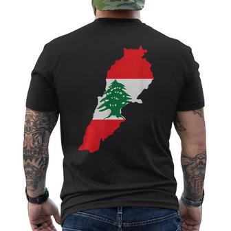 レバノン国旗 地図 ベイルート 杉の木 レバノン ヘリテージデザイン メンズTシャツ バックプリント - Kawaiitshirt
