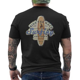 ロングボードサーフボードサーフィンサーファーレトロヴィンテージカリフォルニアusa 長袖tシャツ メンズTシャツ バックプリント - Kawaiitshirt