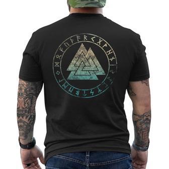 ヴァルクナット オーディンシンボル ケルトノット 北欧バイキング ルーン文字 メンズTシャツ バックプリント - Kawaiitshirt