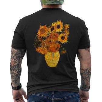 ヴァン・ゴッホ ひまわり ビンテージ イエローフラワー アートペインティング メンズTシャツ バックプリント - Kawaiitshirt