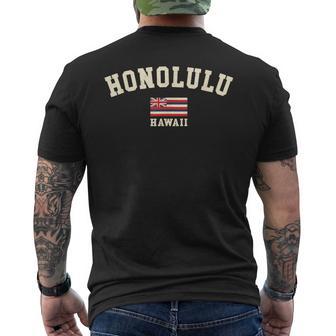 ヴィンテージ ホノルル ハワイ お土産 ハワイ国旗 レトロ メンズTシャツ バックプリント - Kawaiitshirt