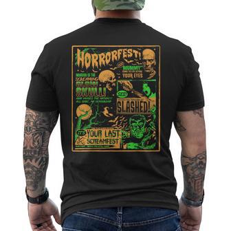 ヴィンテージ・ハロウィーン・クラシック・ホラー映画ポスター ホラーフェスト メンズTシャツ バックプリント - Kawaiitshirt