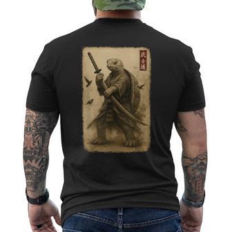 侍亀 日本美術 亀 武士道刀 メンズTシャツ バックプリント - Kawaiitshirt