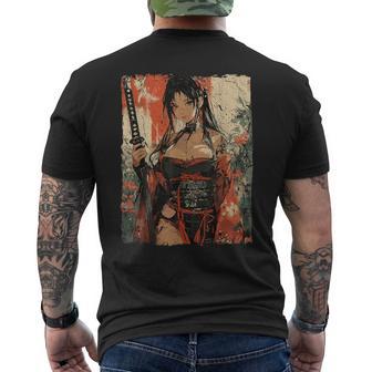 侍戦士 ワイフガール 日本の浮世絵 漫画 サムライ メンズTシャツ バックプリント - Kawaiitshirt