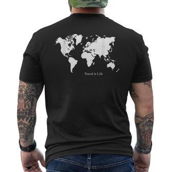 冒険的な探検家 Travel Is Life メンズTシャツ バックプリント - Kawaiitshirt