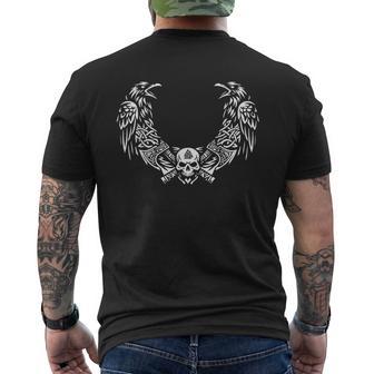 北欧のレイヴン スカルエンブレム 軸付き ルーンスタイル アートワーク アイコン メンズTシャツ バックプリント - Kawaiitshirt