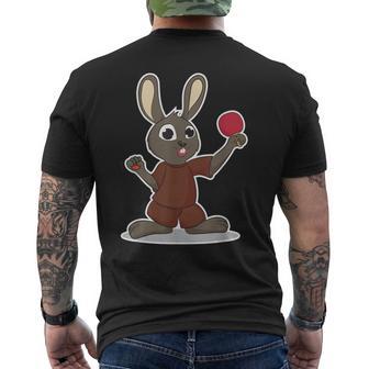 卓球選手 卓球をするかわいいうさぎさん メンズTシャツ バックプリント - Kawaiitshirt