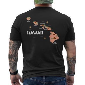 地図 ヴィンテージ お土産 ハワイ諸島 メンズTシャツ バックプリント - Kawaiitshirt