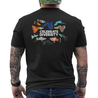 多様性を祝う アクアリウムフィッシュシャツ メンズTシャツ バックプリント - Kawaiitshirt