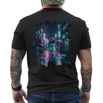 夜の東京のvaporwave美的ストリート日本の芸術 メンズTシャツ バックプリント - Kawaiitshirt