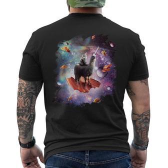 宇宙猫乗馬ユニコーン ラマ ベーコン&タコス メンズTシャツ バックプリント - Kawaiitshirt