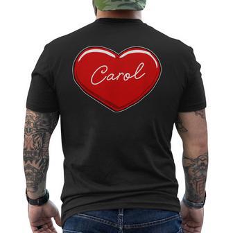 手描きのハートキャロル ファーストネーム ハート I Love Carol メンズTシャツ バックプリント - Kawaiitshirt