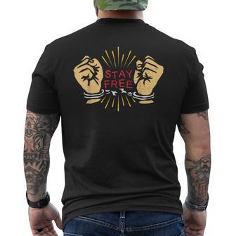 手錠ステイフリーtシャツ 伝統的な刑務所の刑務所休憩 メンズTシャツ バックプリント - Kawaiitshirt