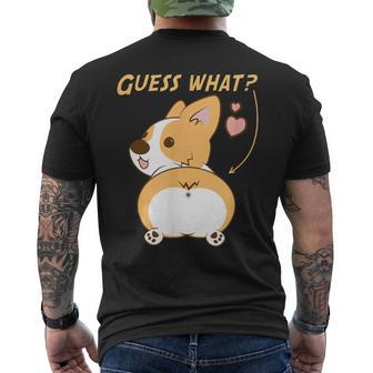 推測？コーギーお尻面白いウェールズコーギー メンズTシャツ バックプリント - Kawaiitshirt