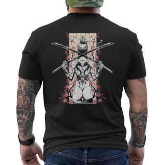 日本のサムライガールとヴィンテージさくら桜ギフト メンズTシャツ バックプリント - Kawaiitshirt