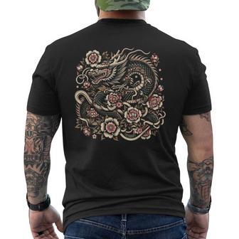 日本の美龍 日本アート タトゥー アジアン漢字 メンズTシャツ バックプリント - Kawaiitshirt