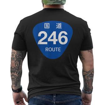 日本の道路標識デザイン国道246号線プリント メンズTシャツ バックプリント - Kawaiitshirt