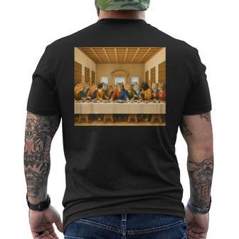 最後の猫晩餐 おもしろ猫 猫好きさん キャットアートクラシック メンズTシャツ バックプリント - Kawaiitshirt