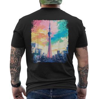 東京スカイツリージャパンaporwave エステ 日本観光 メンズTシャツ バックプリント - Kawaiitshirt