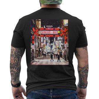 歌舞伎町 東京 ジャパン ナイトライフ 日本のストリートアート メンズTシャツ バックプリント - Kawaiitshirt