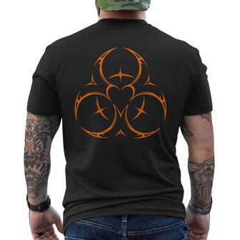 毒性ハザード ハート警告シンボル 産業サイバーゴス 長袖tシャツ メンズTシャツ バックプリント - Kawaiitshirt