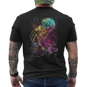 水彩画のクラゲアート。 メンズTシャツ バックプリント - Kawaiitshirt