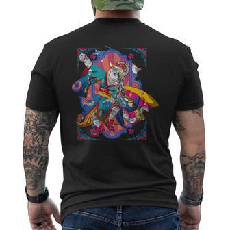浮世絵シリーズ 踊る猫芸妓 サバトラ メンズTシャツ バックプリント - Kawaiitshirt