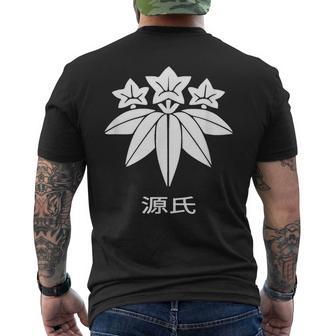 源氏 かもんと漢字 日本武士一族 メンズTシャツ バックプリント - Kawaiitshirt