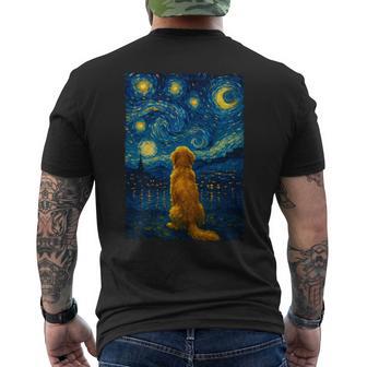 犬 天体観測 ゴッホ 夜空 ゴールデンレトリバー ラブラドール 長袖tシャツ メンズTシャツ バックプリント - Kawaiitshirt