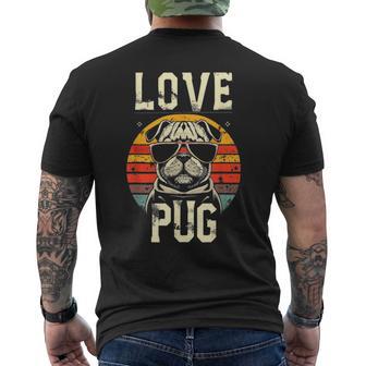 犬愛好家のためのかわいいパグのイラスト メンズTシャツ バックプリント - Kawaiitshirt