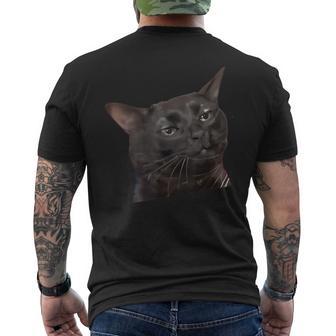 猫 黒 ミーム 解離 面白い インターネット ギフト メンズTシャツ バックプリント - Kawaiitshirt
