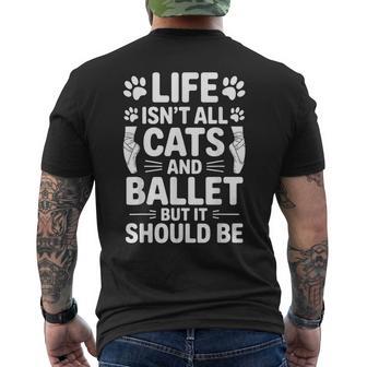 猫とバレエ バレリーナ おもしろバレエ メンズTシャツ バックプリント - Kawaiitshirt